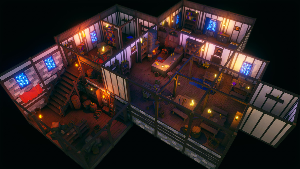 Low Poly Medieval Interior and Constructions