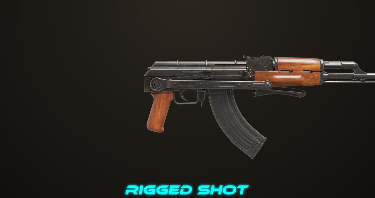 AKMS Light Machine Gun 10 Wood URP HDRP Texture