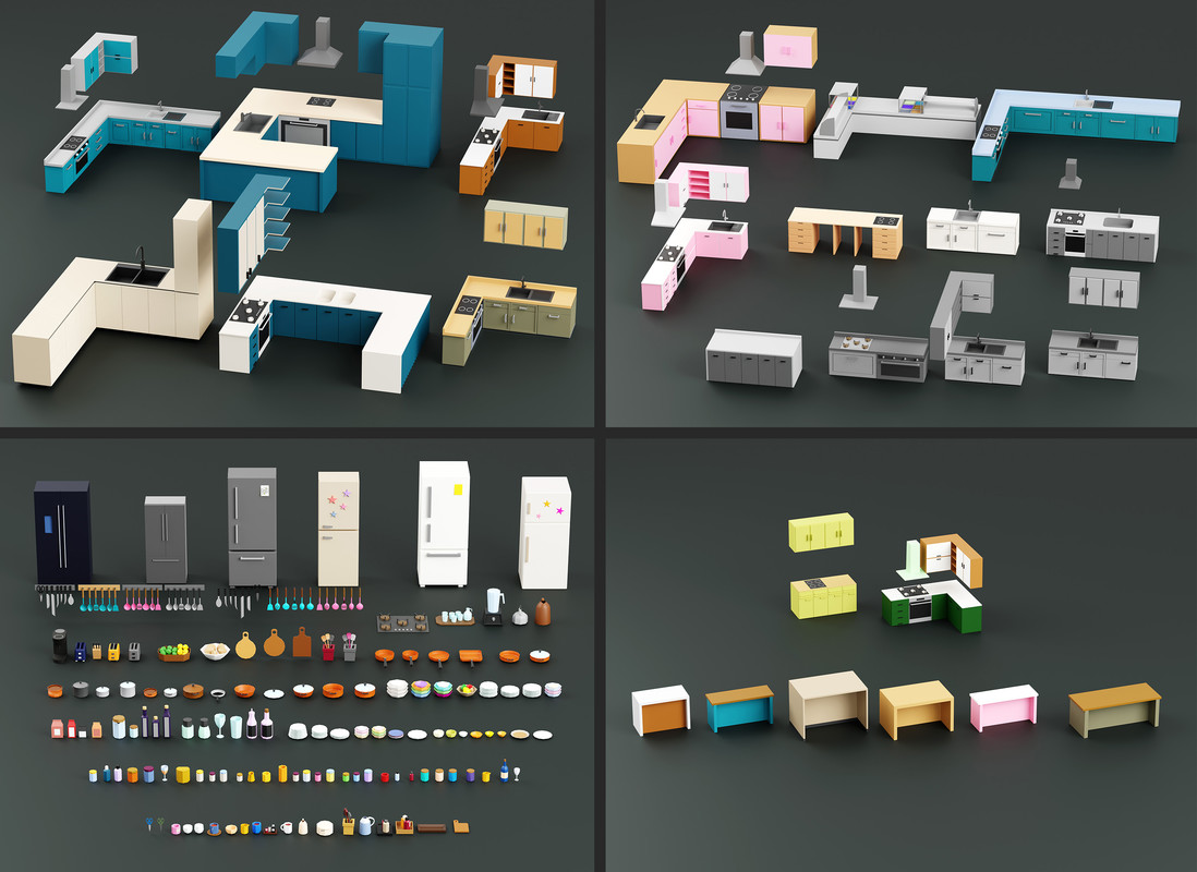 Interior 1 Low-poly 3D models Pack
