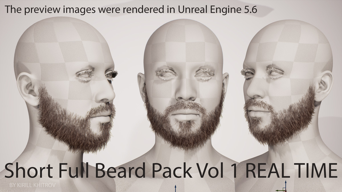 Short to Medium Boxed Beard Growth Pack Vol. 1 - 5 Real-Time Facial Hair Styles