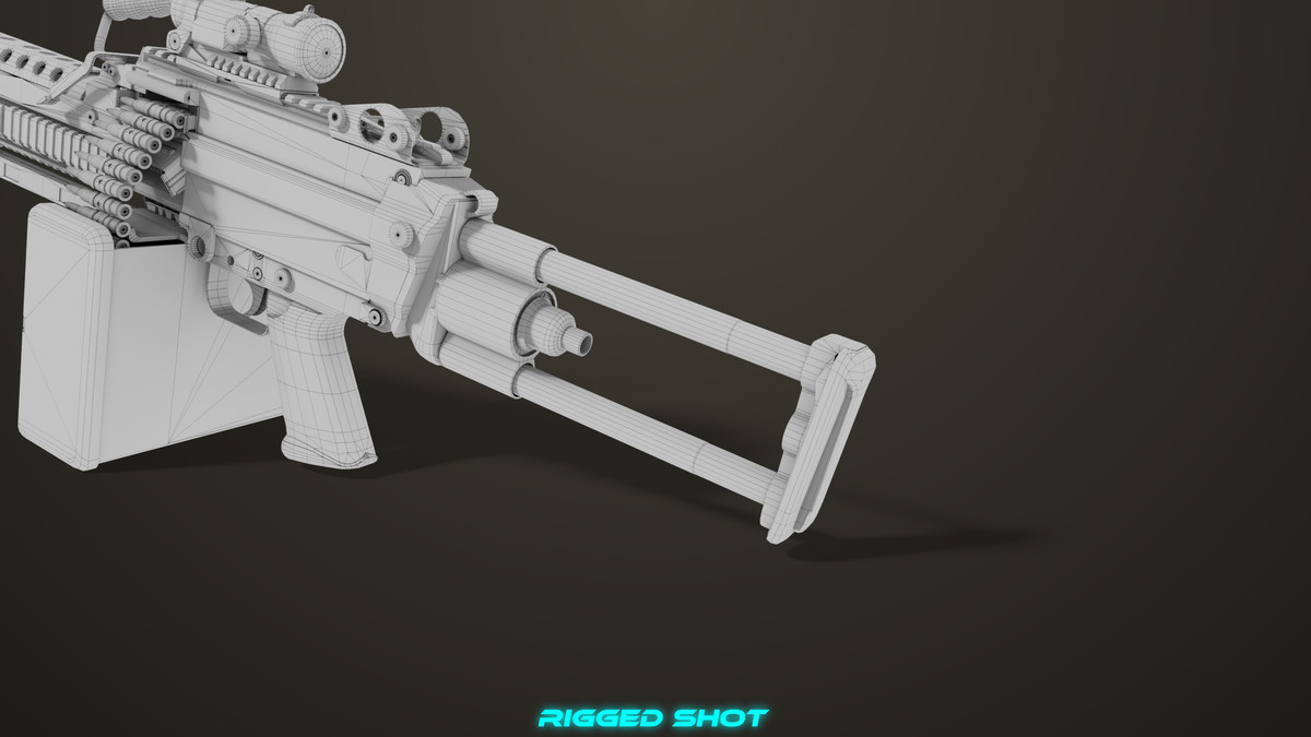 Machine Gun Sandal and Black Ammo Box URP HDRP Textures