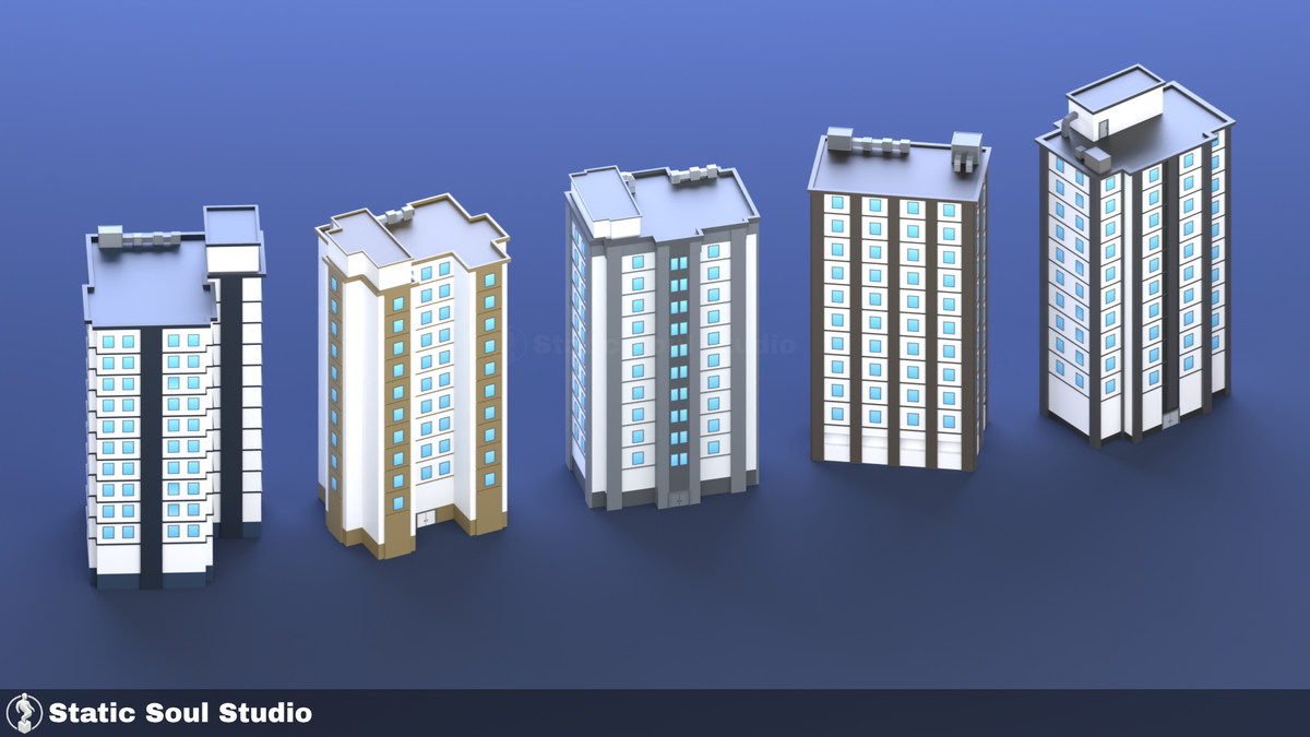 Low Poly City Pack – Modular Buildings, Roads & Props