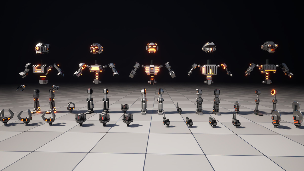 Modular Sci-Fi Robot Low-poly Stylized