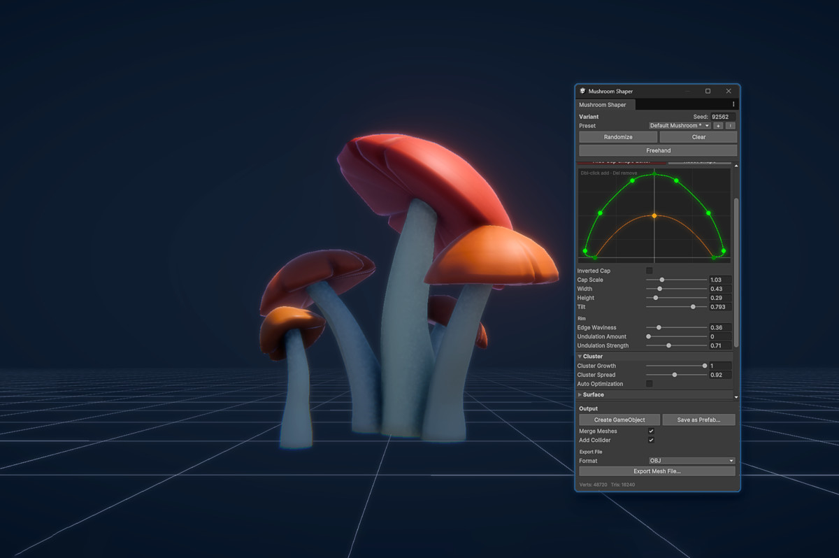 Mushroom Shaper - Stylized Fungi Editor & Mesh Generator