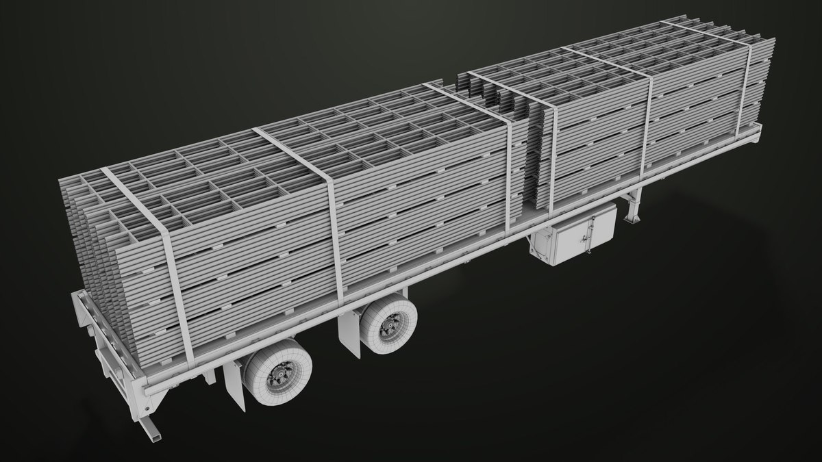 Flatbed Trailer with 7 Loads Single Mat URP HDRP Textures