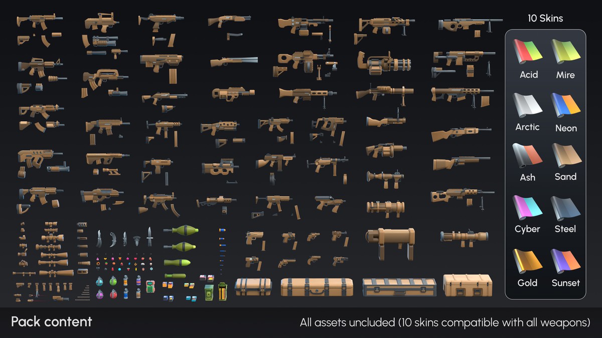 Cartoon Weapons - Low Poly 3D Models Pack