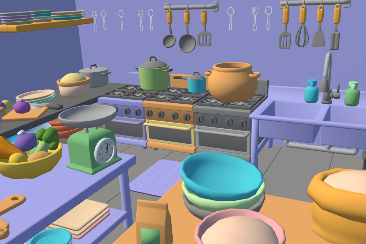 Cute Low Poly Kitchen Pack - Colorful Interior Props