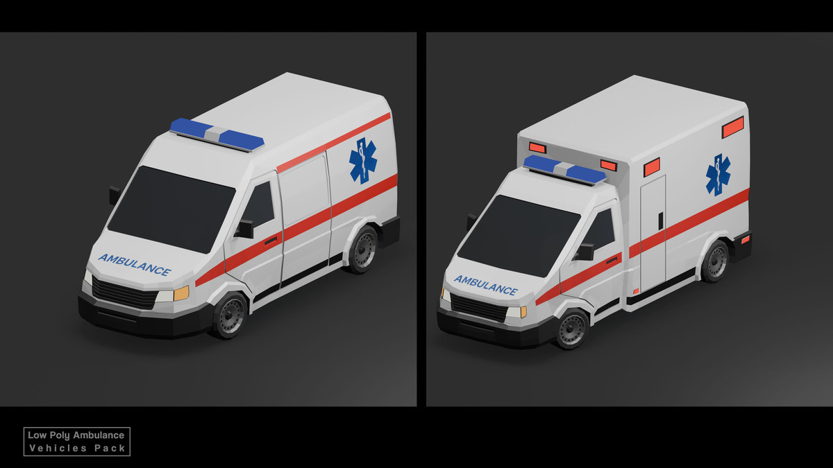 Low Poly Ambulance Vehicles Pack