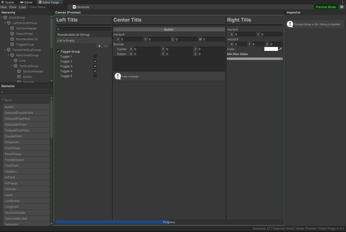 Editor Forge - No-Code Editor Window Builder & Code Generator