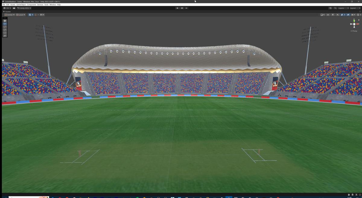 Modular Cricket Arena Stadium 3D Environment with Props