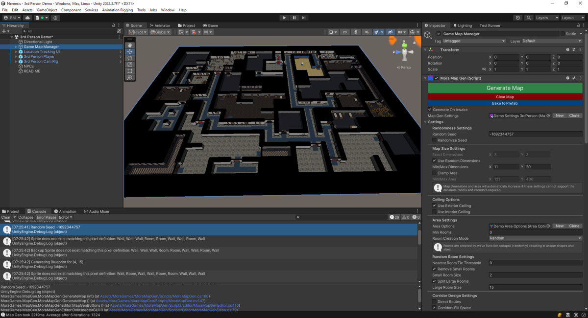 Procedural Rooms & Corridors Dungeon Generator (WFC) | MoraMapGen