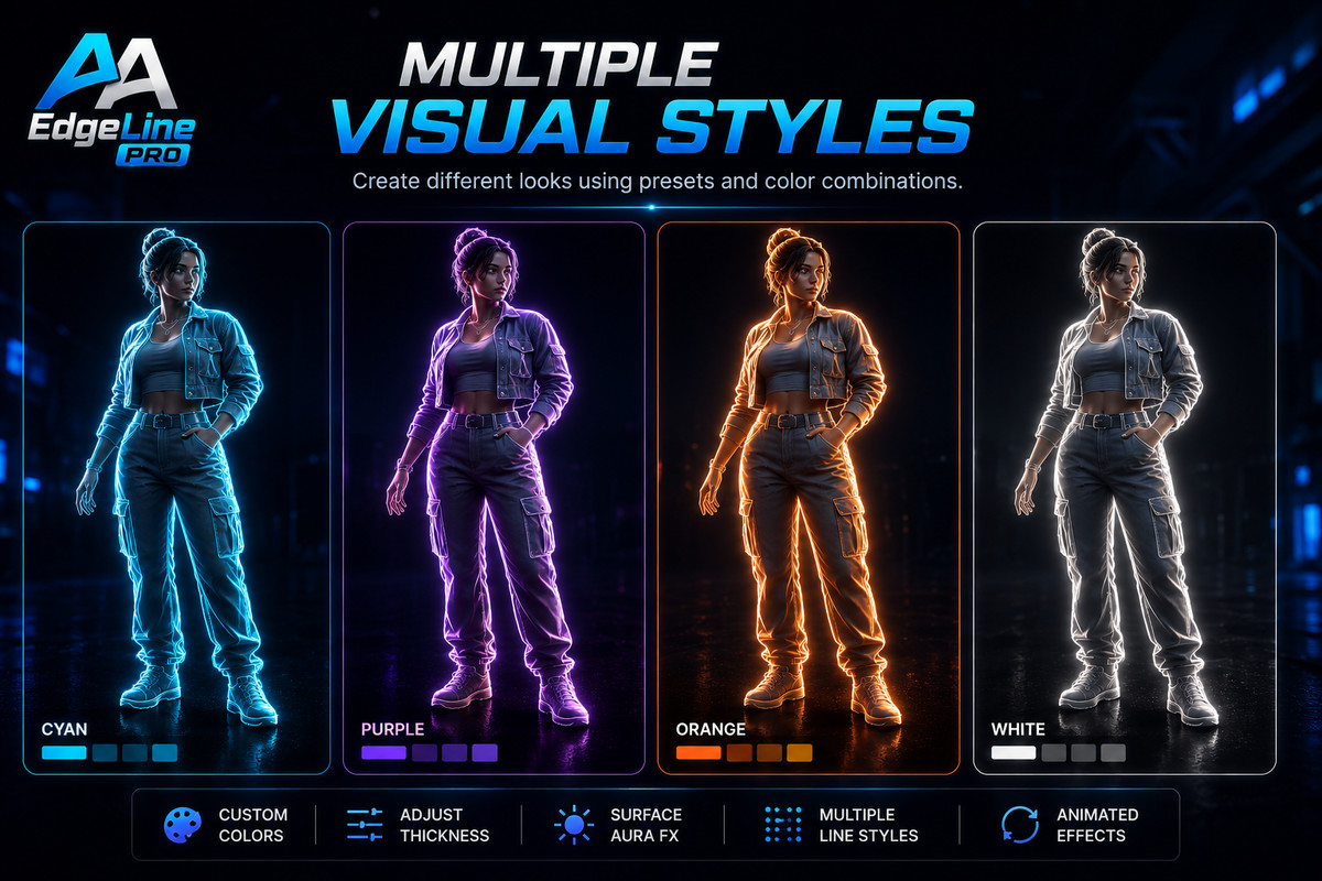 AA EdgeLine Pro - 3D Outline, Animated Edge & Surface Aura FX