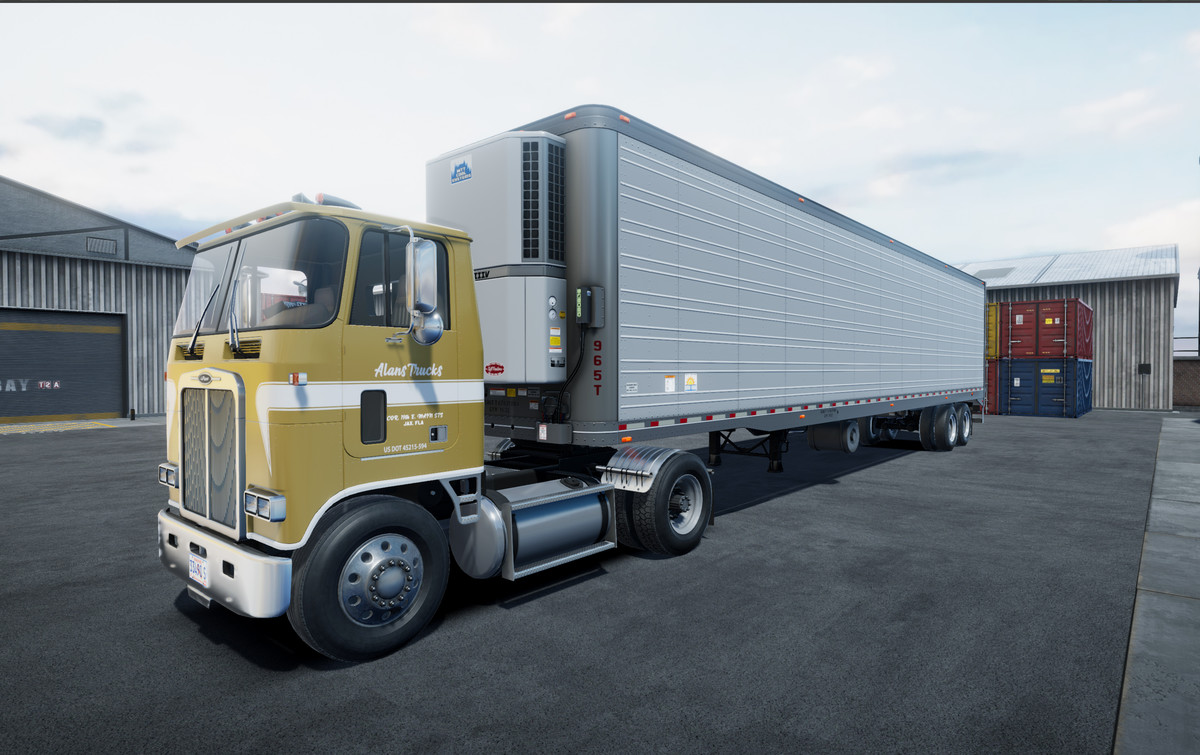 80s cabover with refrigerated trailer