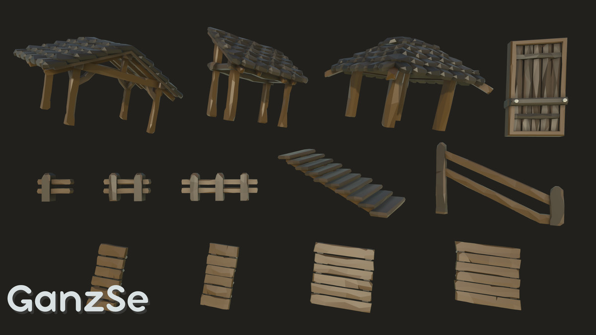 GanzSe Ruin Frontier Outpost - Modular Low Poly Environment