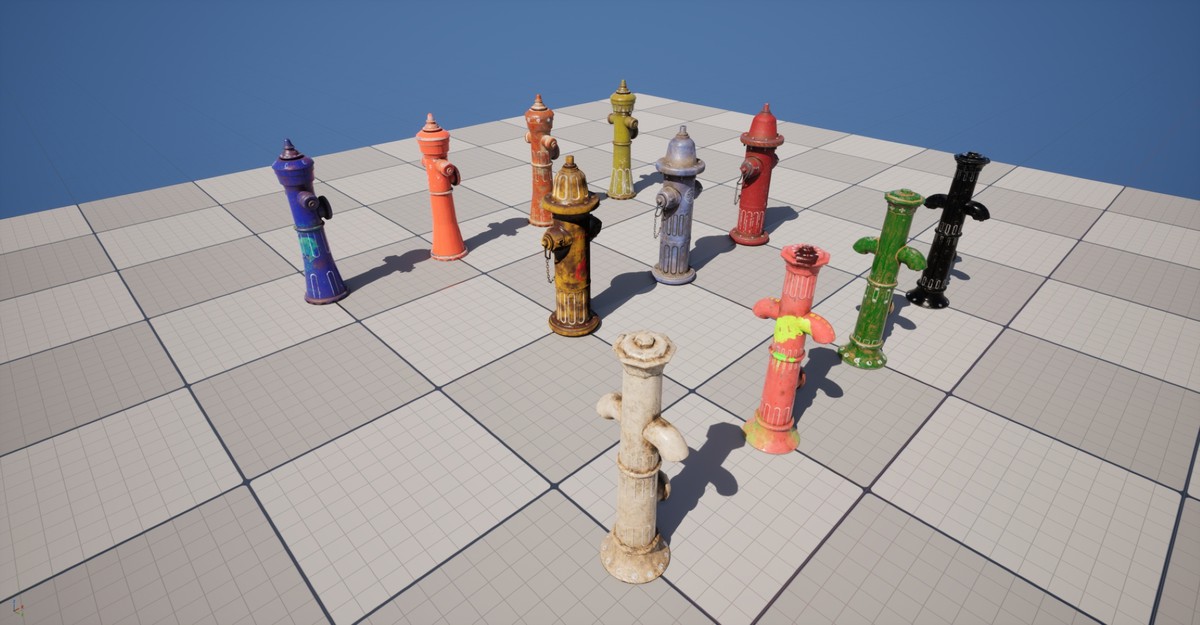 Fire Hydrants Pack 3 Low Poly PBR Models with LODs 11 Variations
