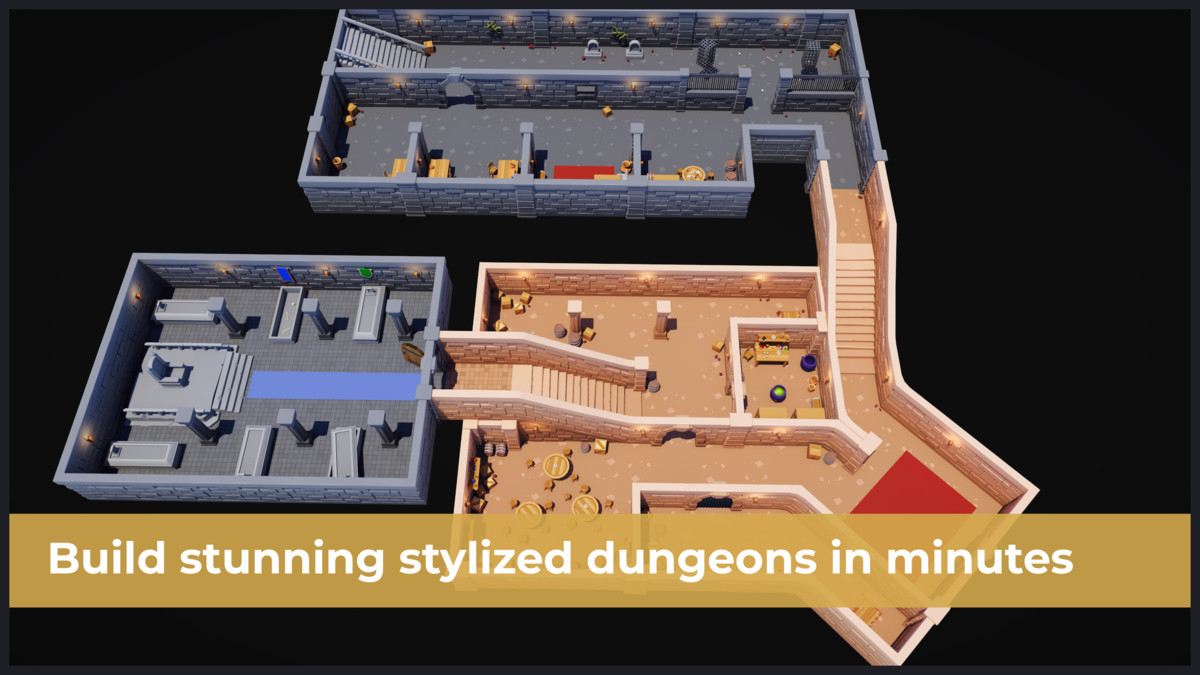 Modular Dungeon & Castle Pack – Stylized Low Poly