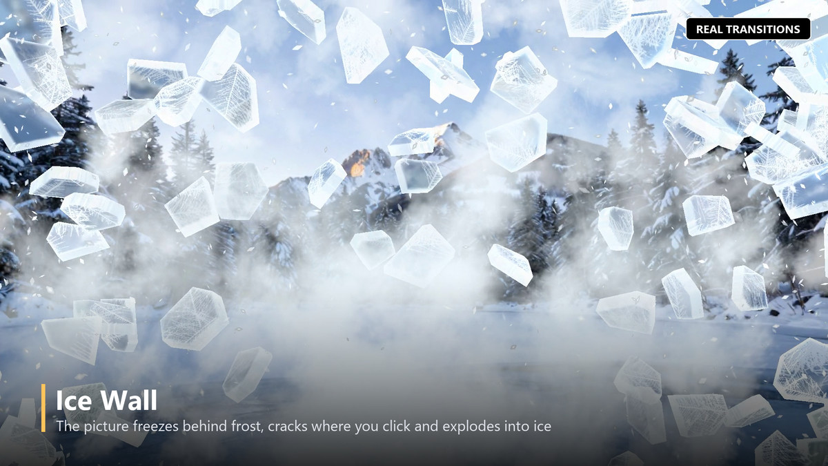 Real Transitions — Physical Scene Transitions: Ice, Leaves, Glass, Ink, Fire