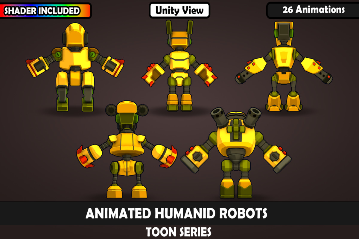 Animated Toon Robot Characters Vol. 2 – 5 Stylized Robots