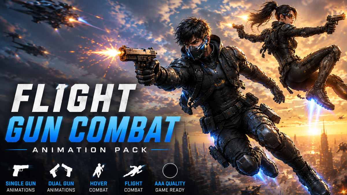 Flight Gun Combat Animation Pack