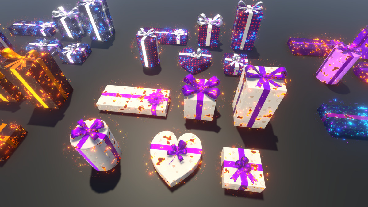 Gift Boxes with Magical Shader (Burn & Reveal)