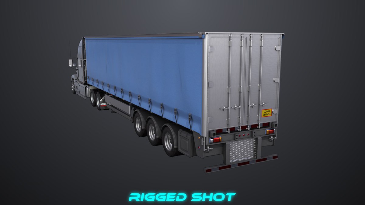 Heavy Truck 05 Curtainsider Trailer URP HDRP Textures