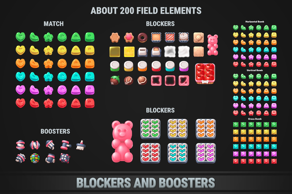 MK Match-3 Kit • Candy Sweet Game Template