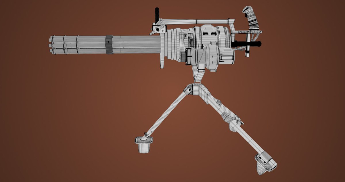 Minigun Machine Gun RED URP HDRP