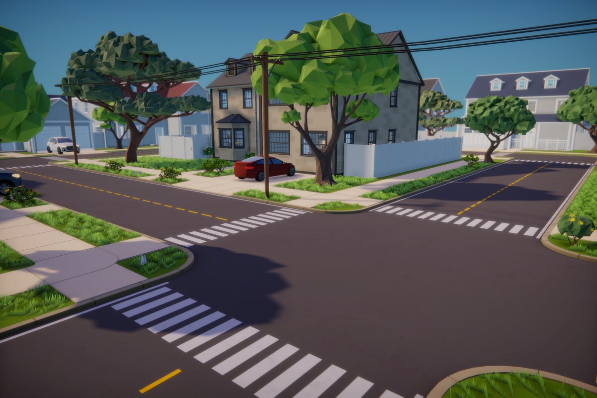 Low Poly Cartoon House Interior & Exterior
