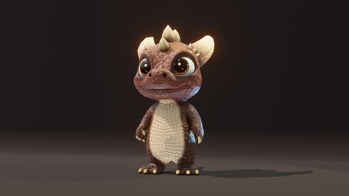 Cartoon Brown Dinosaur 3D Model – Animated Character