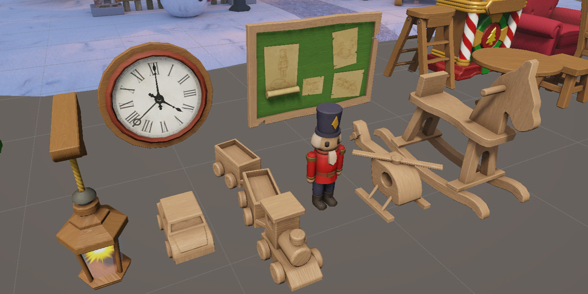 45+ Christmas Cabin & Toy Workshop 3D Game Ready Lowpoly 3D Asset Pack