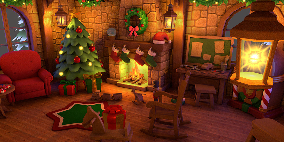 45+ Christmas Cabin & Toy Workshop 3D Game Ready Lowpoly 3D Asset Pack