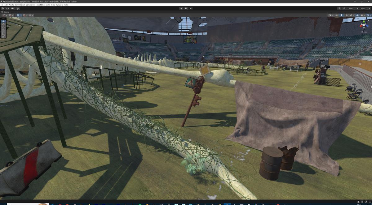 Abandoned Post-Apocalyptic Football Stadium - Modular Environment 3d Level