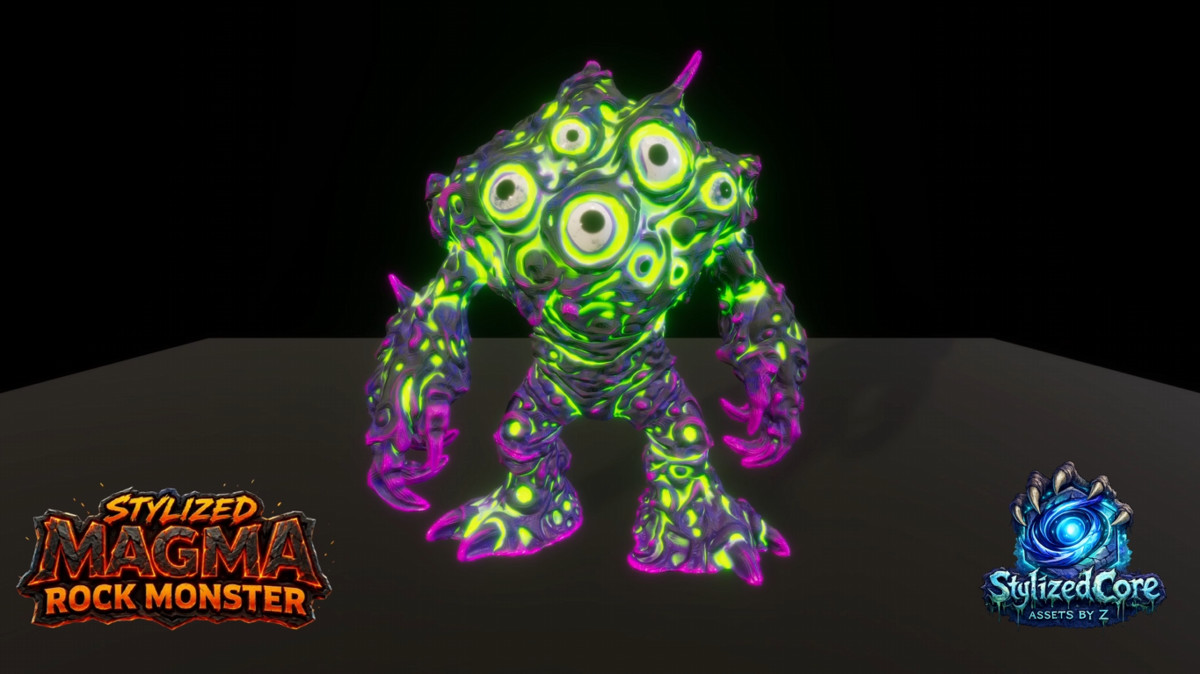 Magma Rock Monsters Pack 1 - 4 Stylized Animated Creatures (LOD + Skins)