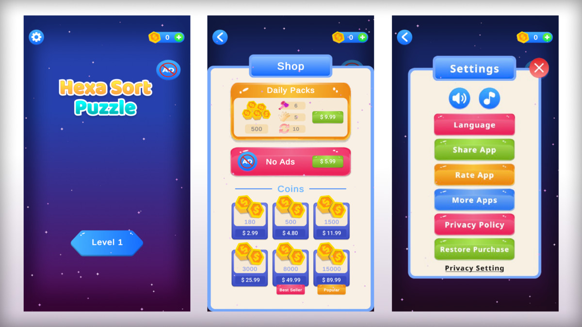 Hexa Sort Puzzle Color Game