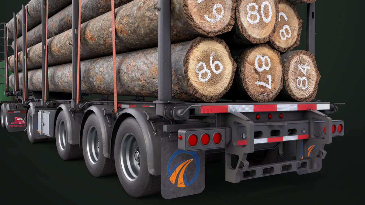 Truck 07 Log Trailer Green Version URP HDRP Textures