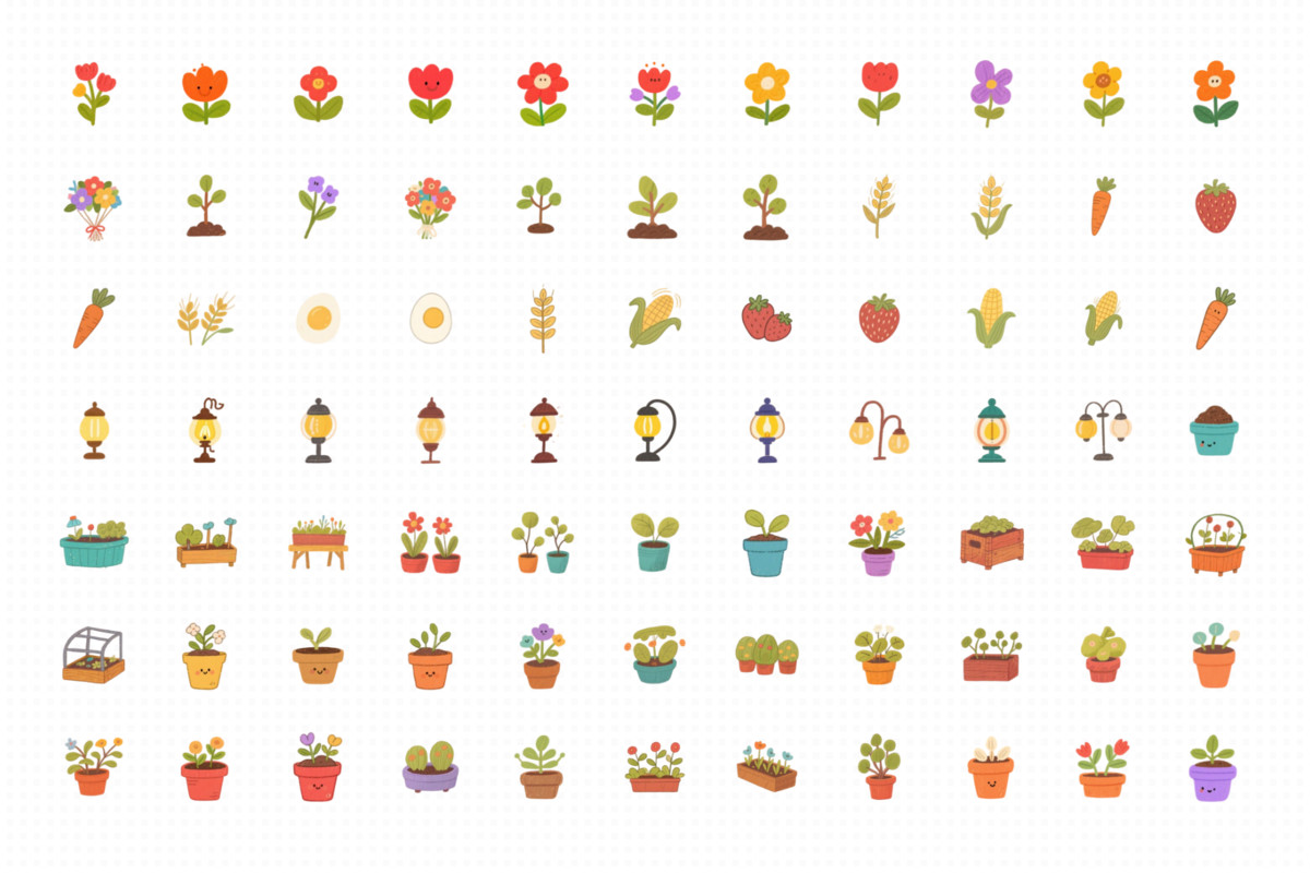 Cartoon 2D Farm Tools Icon Pack
