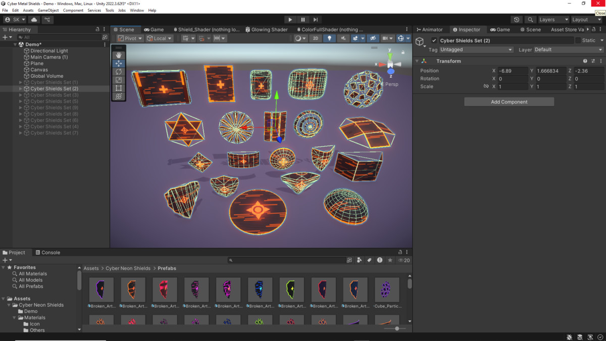 Cyber Neon Defense Shields 3D