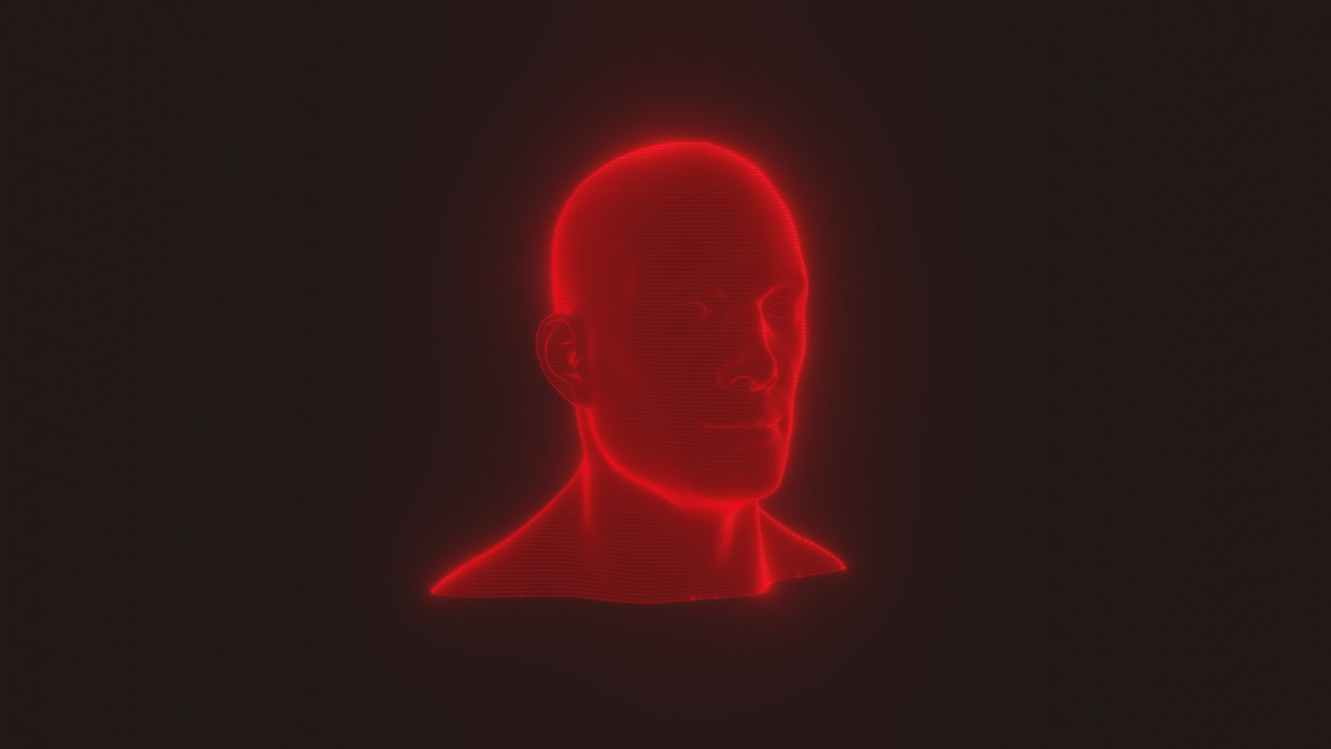 Sci-Fi Red Hologram Male Female Heads 3D Model Pack - Animated, Blend Shapes