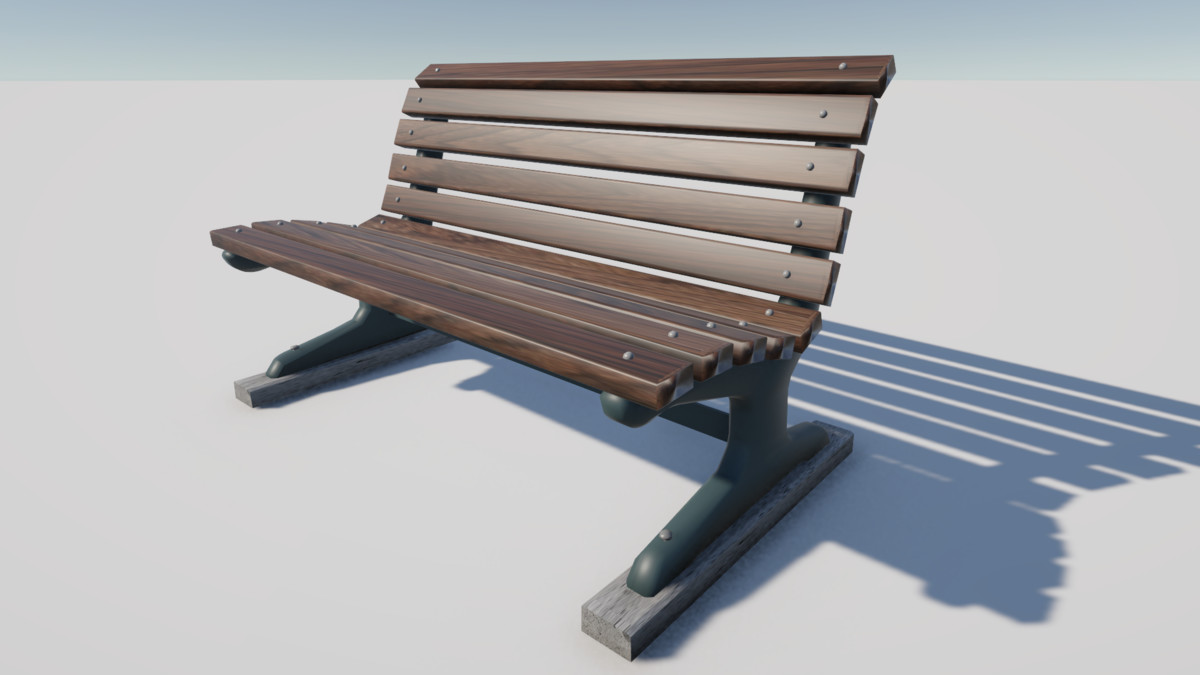 Wooden Park Bench – Game Ready 3D Model