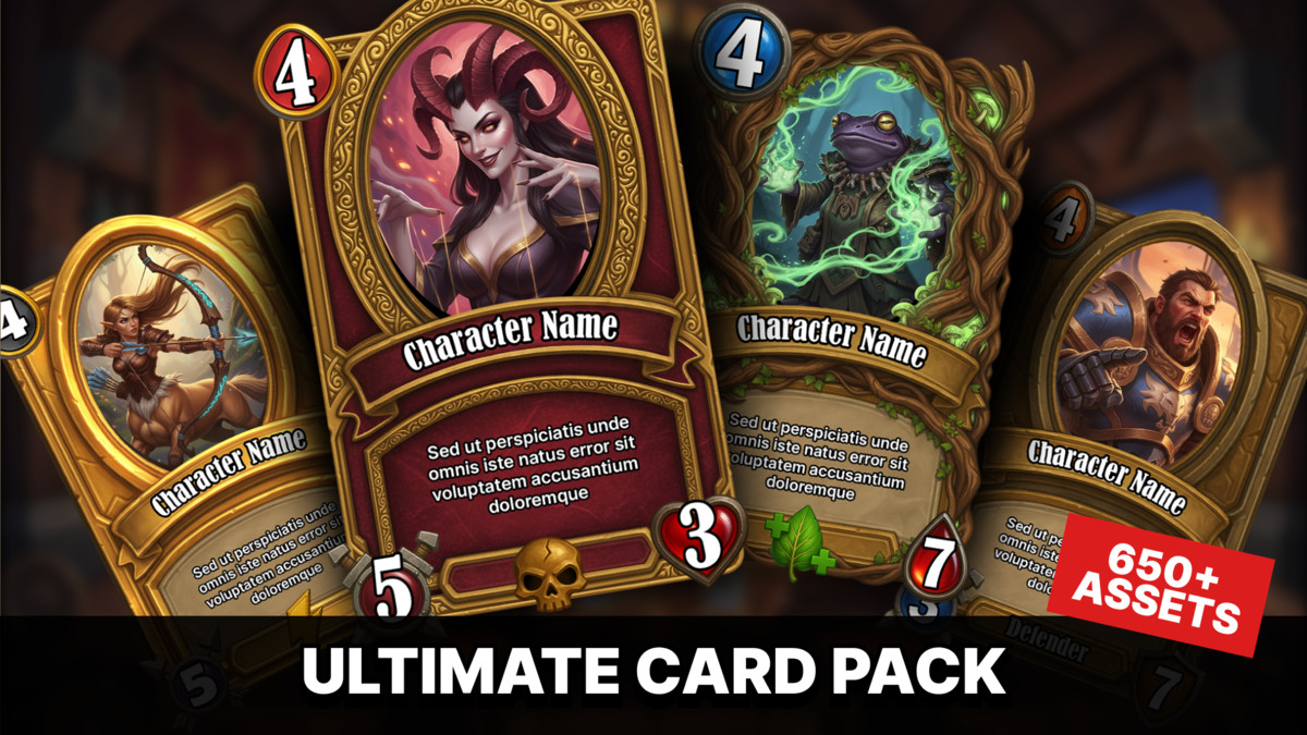 Card Battler Game Assets Pack for Fantasy RPG and Strategy Mobile Games