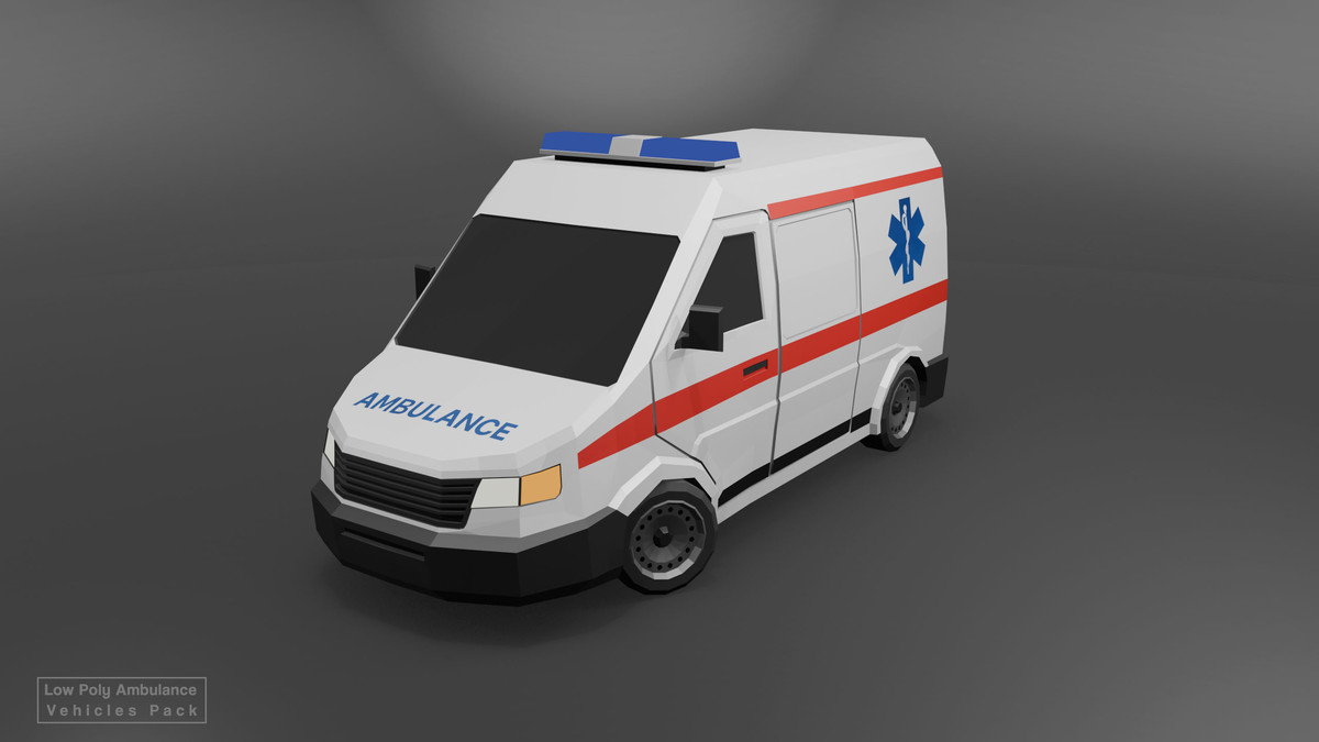 Low Poly Ambulance Vehicles Pack