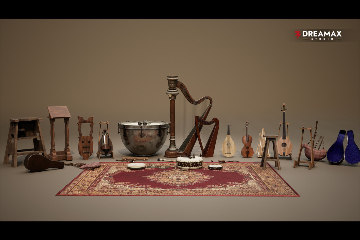 Medieval Musical Instruments - Lutes, Harps, Drums & Fantasy Bardic Props