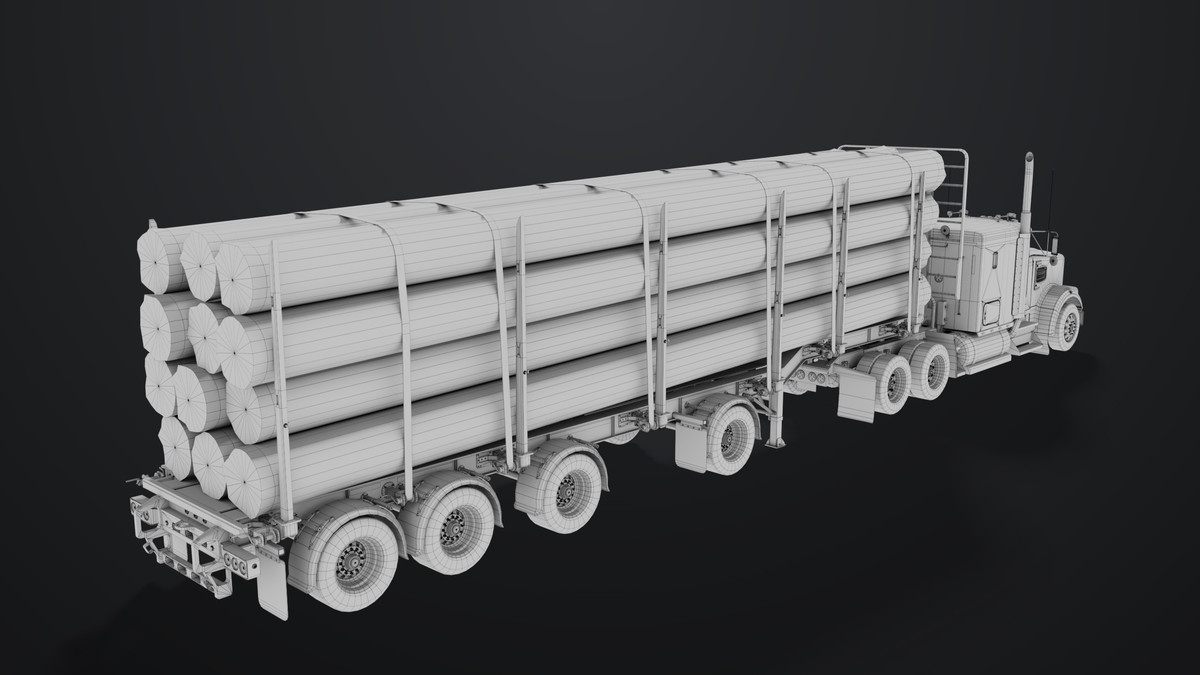 Truck 07 Log Trailer Grey Version URP HDRP Textures