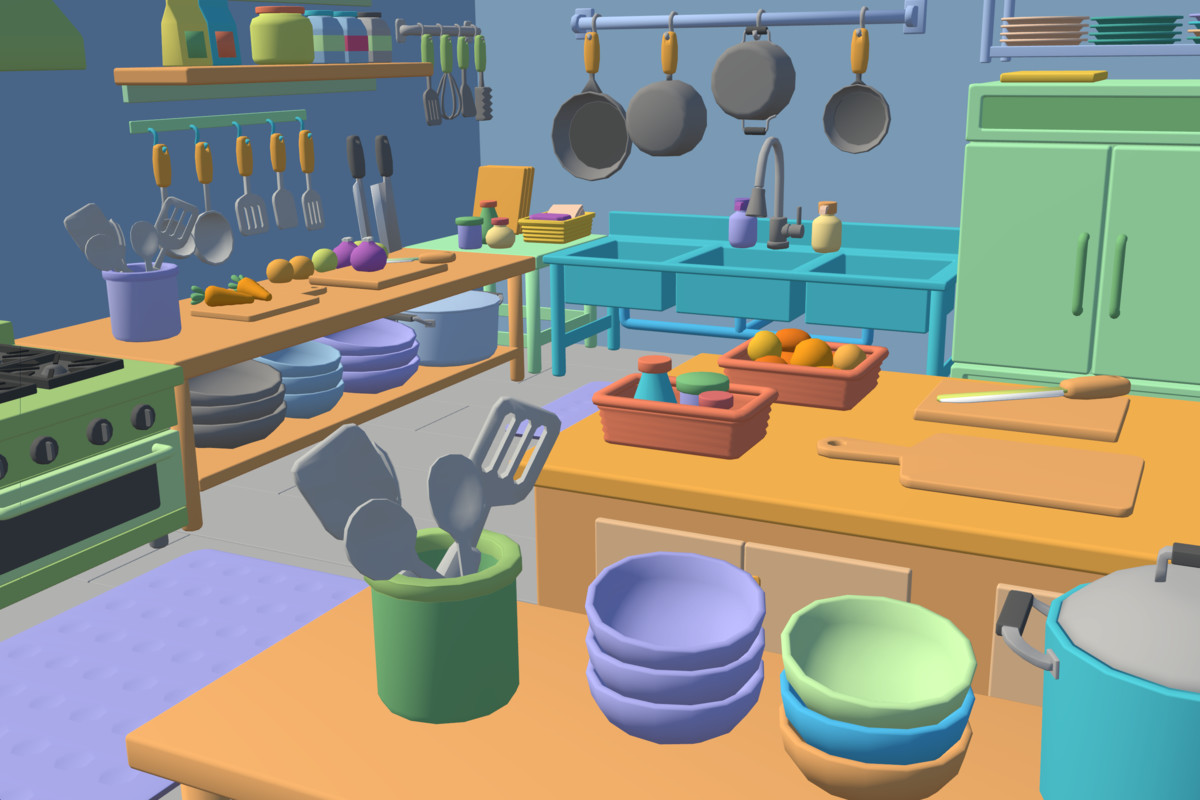 Cute Low Poly Kitchen Pack - Colorful Interior Props