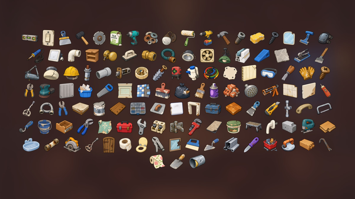 Home Renovation Construction Plumbing Electrical Repair Tools Icons Pack