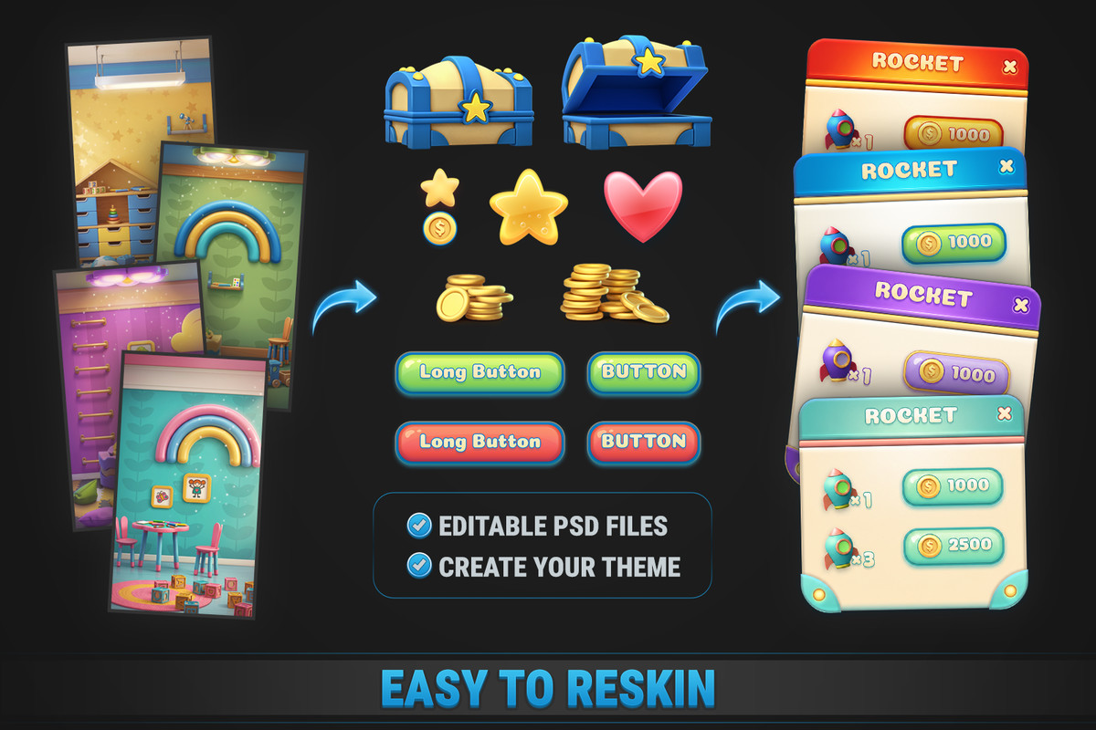 MK Match-2 Blast Kit • Puzzle Game Template