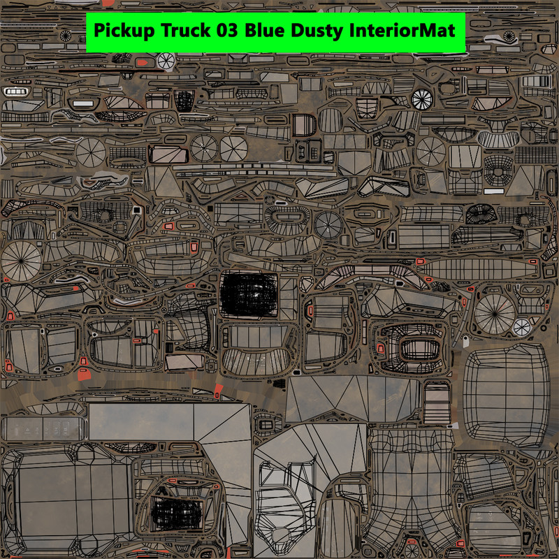 Pickup Truck 03 Blue Dusty URP HDRP Textures