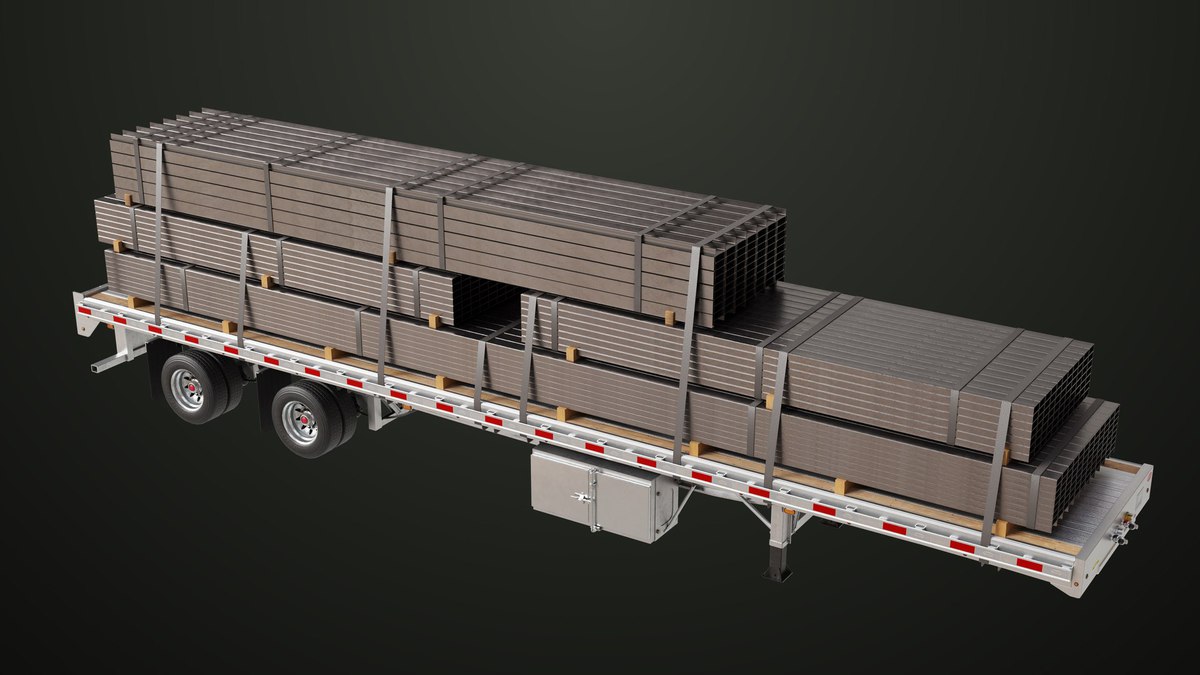 Heavy Truck 04 Flatbed Load Trailer URP HDRP Textures