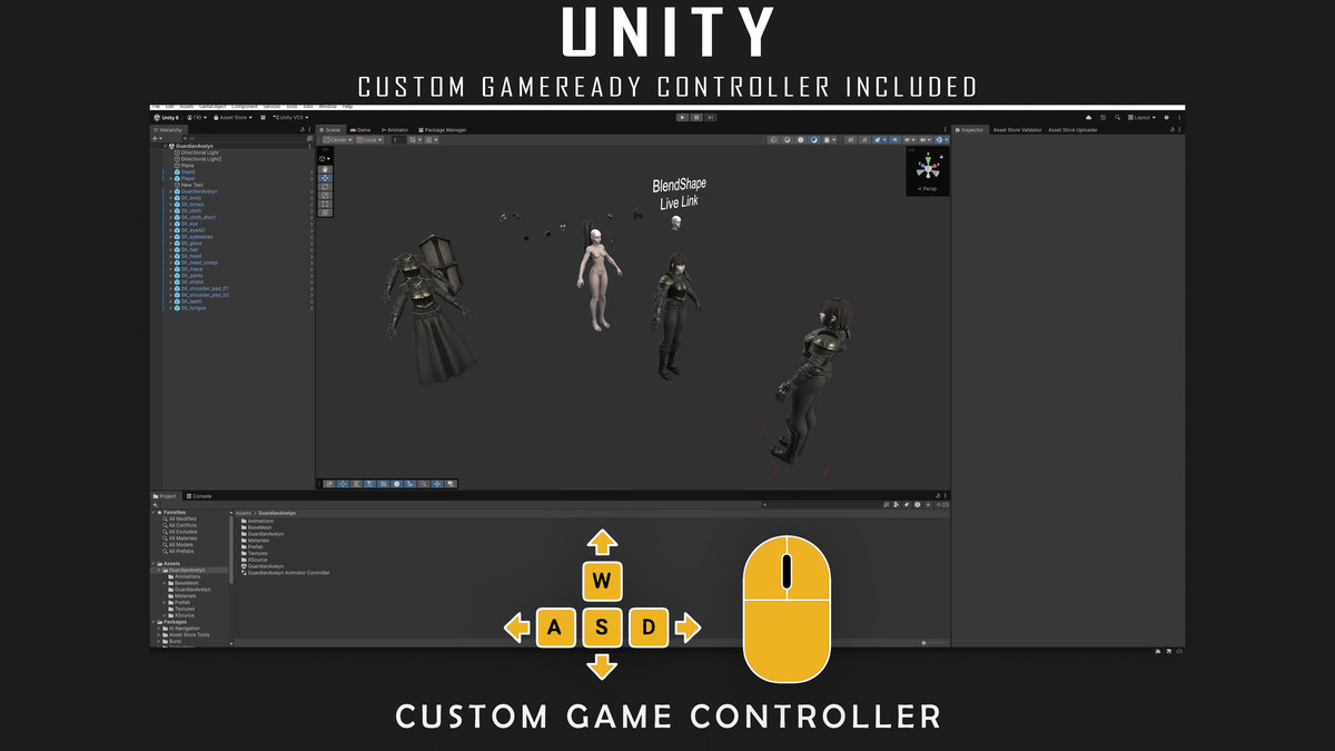 3 in 1 - Stylized Character Pack - Maid Mary - White Pigeon - Shield Guardian