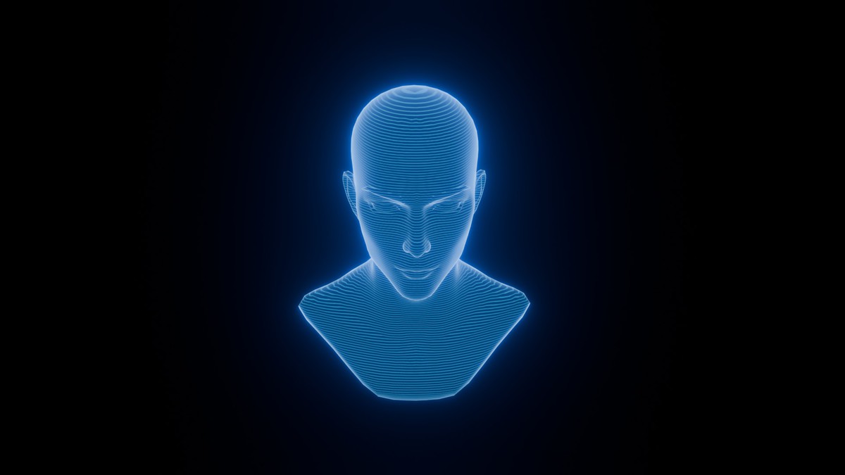 Anime Human Hologram Heads 3D Model Rigged with Facial Expressions